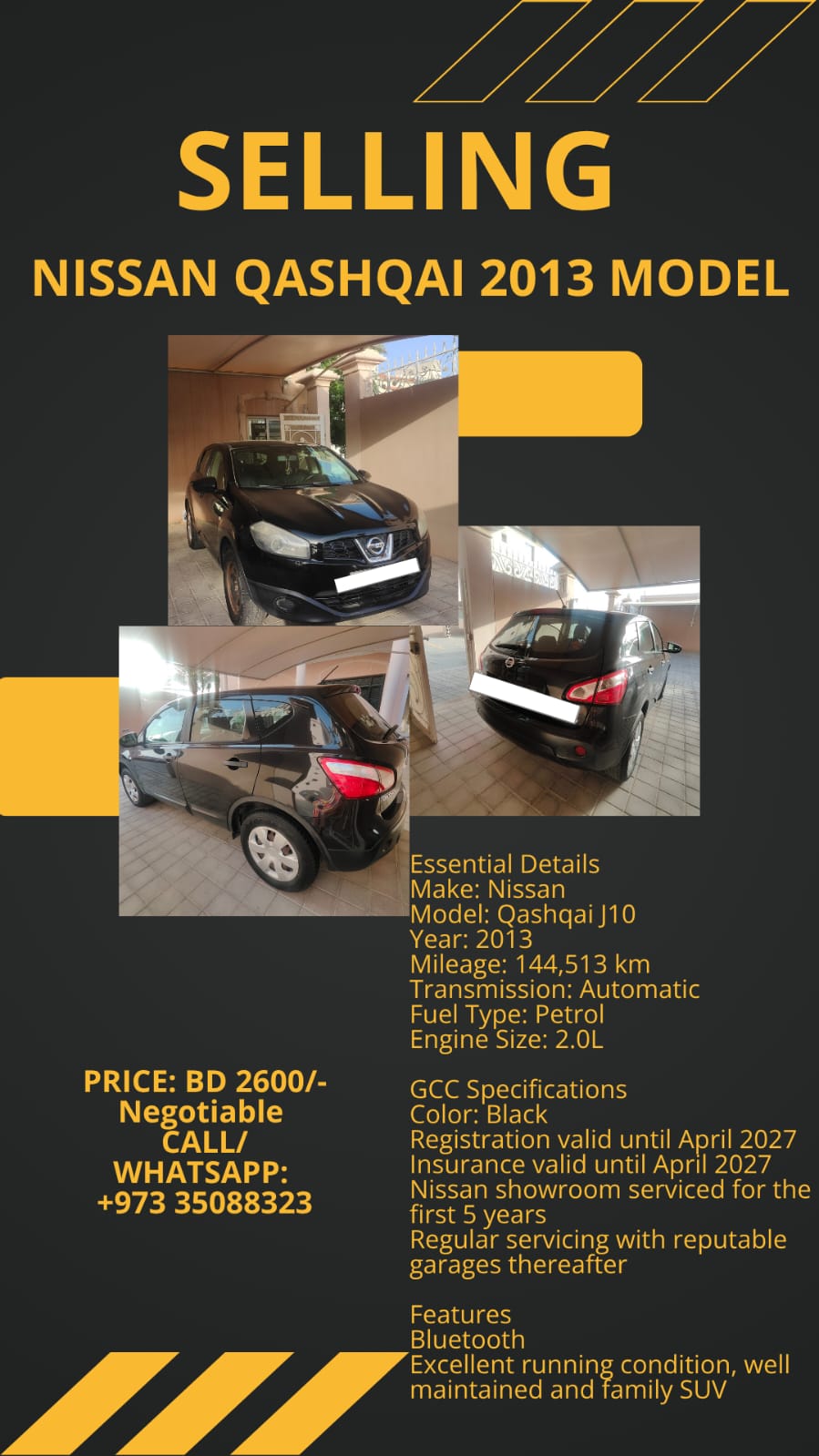 Selling Nissan Qashqai 2013 Model, Low Mileage And Well Maintained